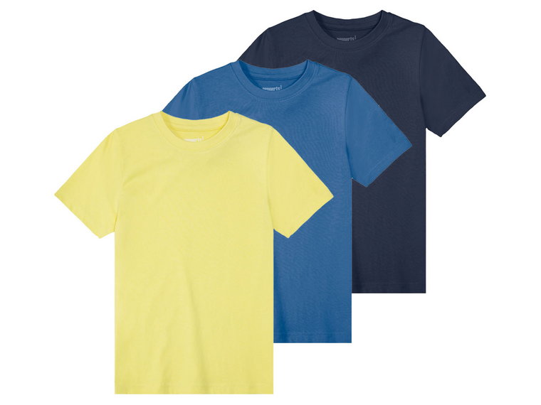 pepperts! T-shirt chłopięcy z bawełną, 3 sztuki (134/140, Żółty/ granatowy/ niebieski)