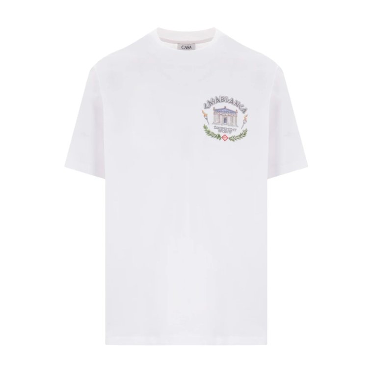 Sportowy biały bawełniany T-shirt z dżerseju Casablanca