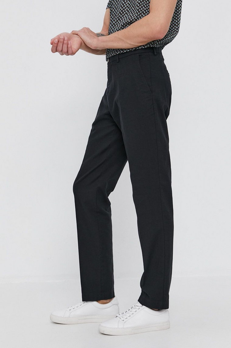 Sisley Spodnie męskie kolor czarny dopasowane