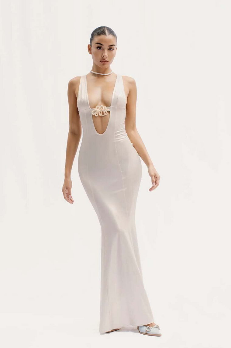 GOD SAVE QUEENS sukienka NYMPH DRESS kolor biały maxi rozkloszowana GSQ-71-313