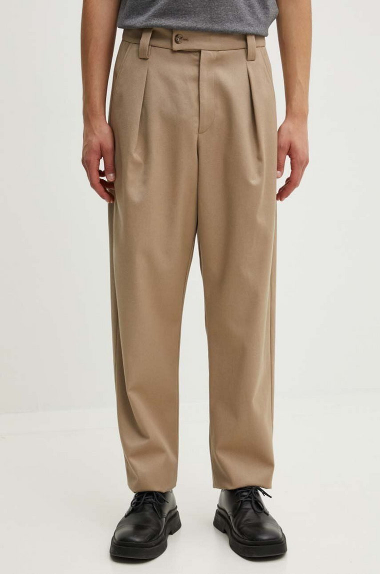 A.P.C. spodnie wełniane pantalon renato kolor beżowy proste WVBBF.H08428