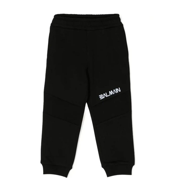 Czarne bawełniane spodnie dresowe z nadrukiem logo Balmain