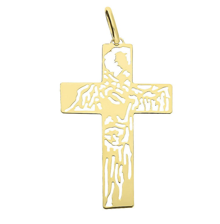Krzyżyk złoty z wygrawerowanym w środku wizerunkiem KM674 próba 585
