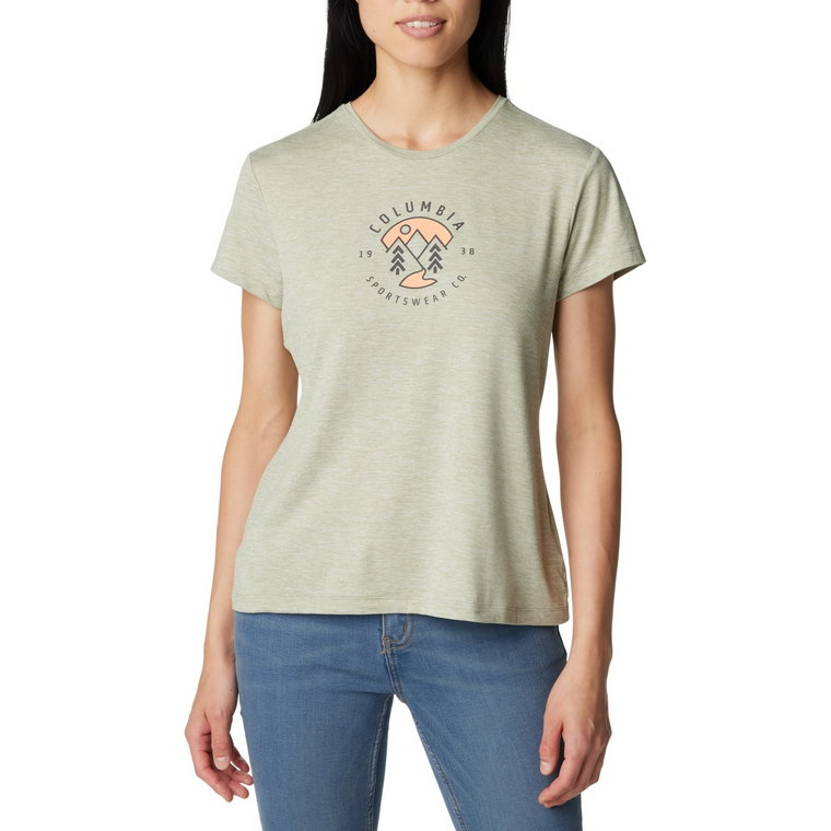 Damska koszulka techniczna Columbia Sloan Ridge Graphic SS Tee safari heather - XS