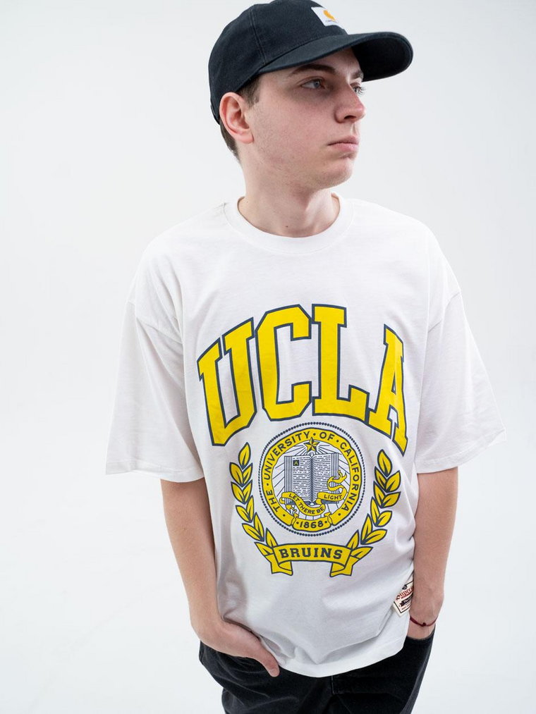 Koszulka Z Krótkim Rękawem Oversize Męska Biała Plus Eighteen UCLA