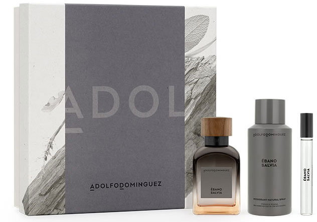 Zestaw męski Adolfo Dominguez Ebano Salvia Dezodorant 150 ml + Woda perfumowana 120 ml + Woda perfumowana 10 ml (8410190629189). Perfumy męskie