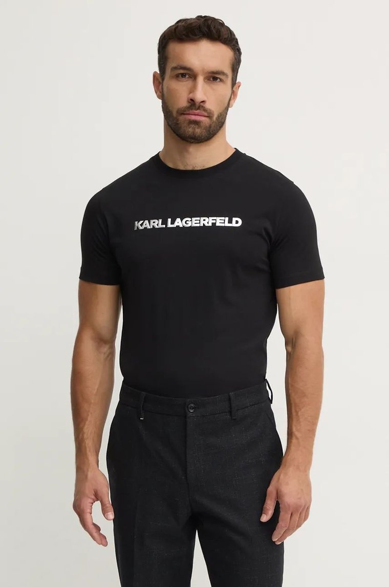 Karl Lagerfeld t-shirt męski kolor czarny gładki 544242.755065