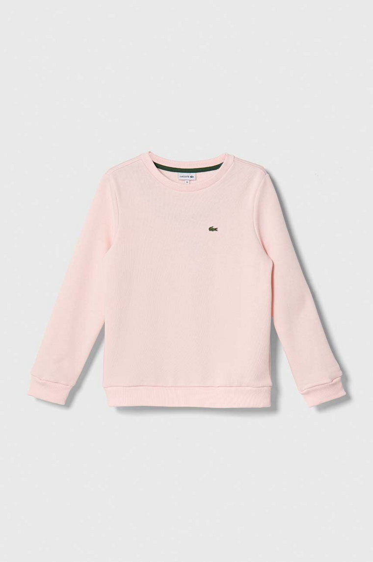 Lacoste bluza dziecięca kolor różowy gładka
