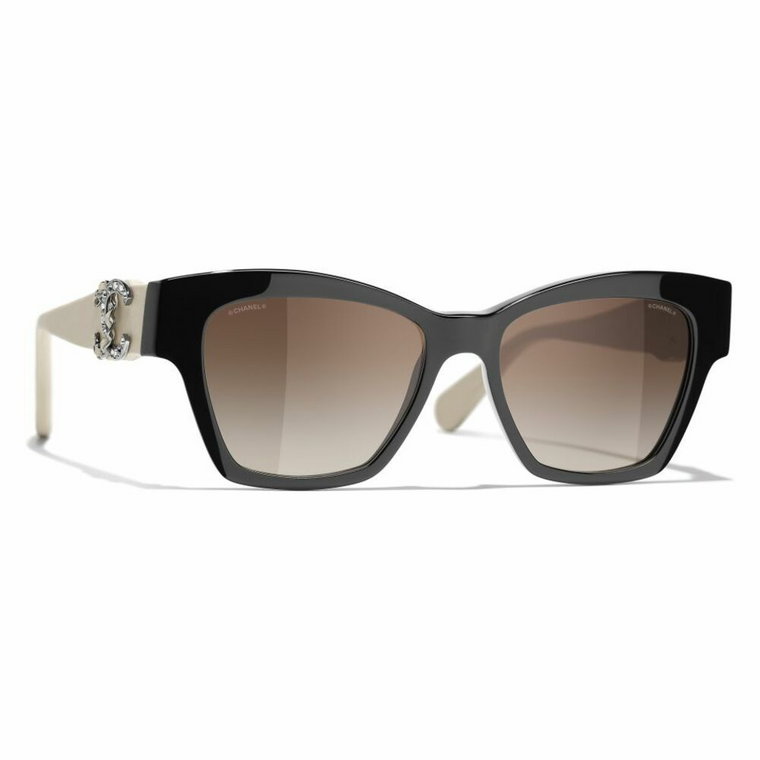 Okulary przeciwsłoneczne w kształcie kociego oka z filtrem zdegradowanym Chanel