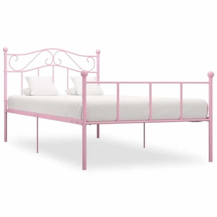 Rama łóżka, różowa, metalowa, 90 x 200 cm kod: V-284537