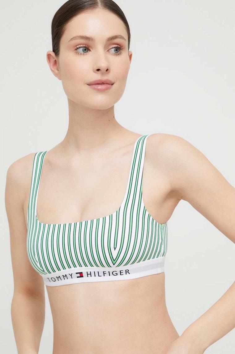 Tommy Hilfiger biustonosz kąpielowy kolor zielony miękka miseczka