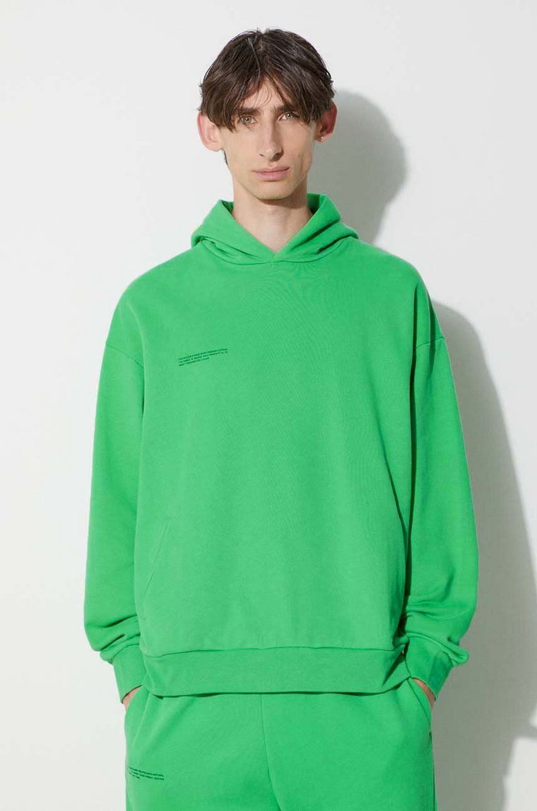 Pangaia bluza bawełniana kolor zielony z nadrukiem