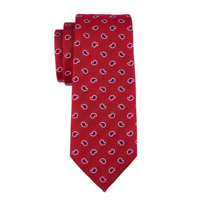 Krawat czerwony w paisley EM 53