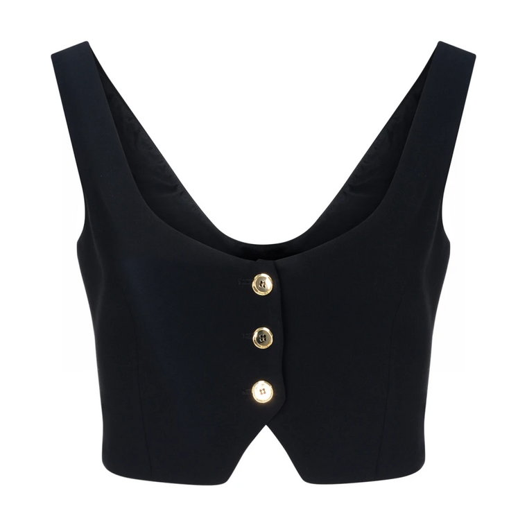 Czarny Crop Vest z elastycznego krepu Pinko