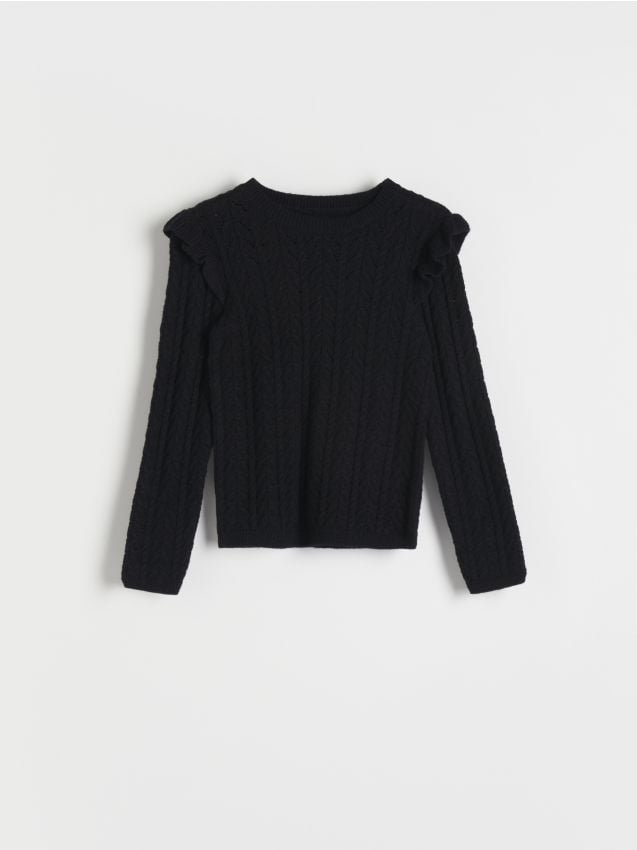 Reserved - Ażurowy sweter - czarny