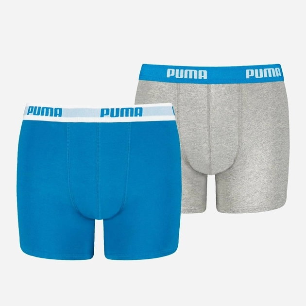 Komplet majtek chłopięcych 2 sztuki Puma Boys Basic Boxer 2P 93545402 128 Szary/Granatowy (8720245232159). Majtki chłopięce