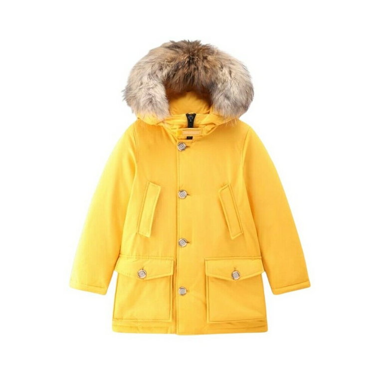 Żółta Kurtka Parka Zimowa Woolrich