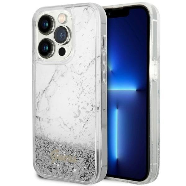Guess GUHCP14LLCSGSGH iPhone 14 Pro 6.1" biały/white hardcase Liquid Glitter Marble
