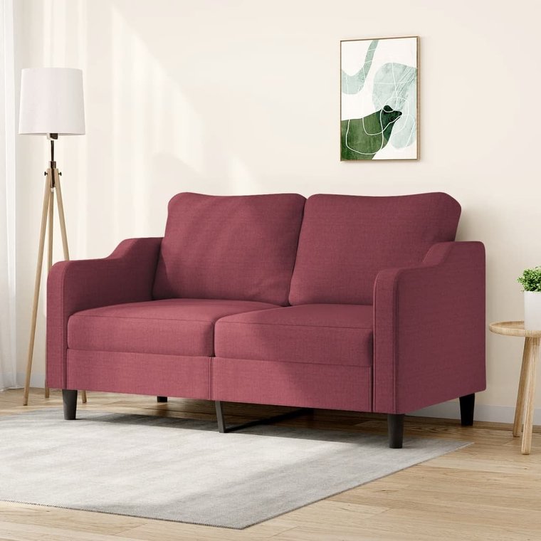 vidaXL Sofa 2-osobowa, winna czerwień, 140 cm, tapicerowana tkaniną