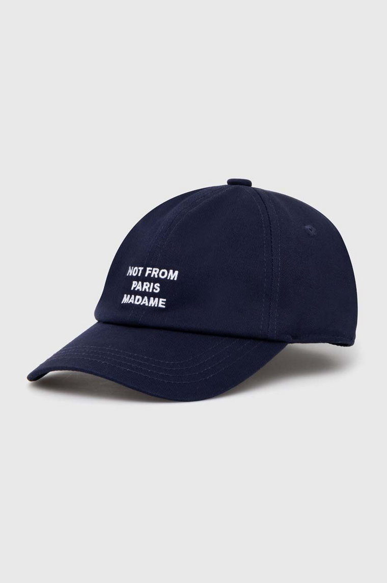 Drôle de Monsieur czapka z daszkiem bawełniana La Casquette Slogan kolor granatowy z aplikacją PERM-CP151-CO138-NY