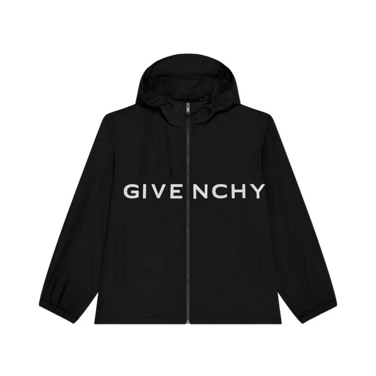 Kurtka przeciwwiatrowa z kapturem i logo Givenchy