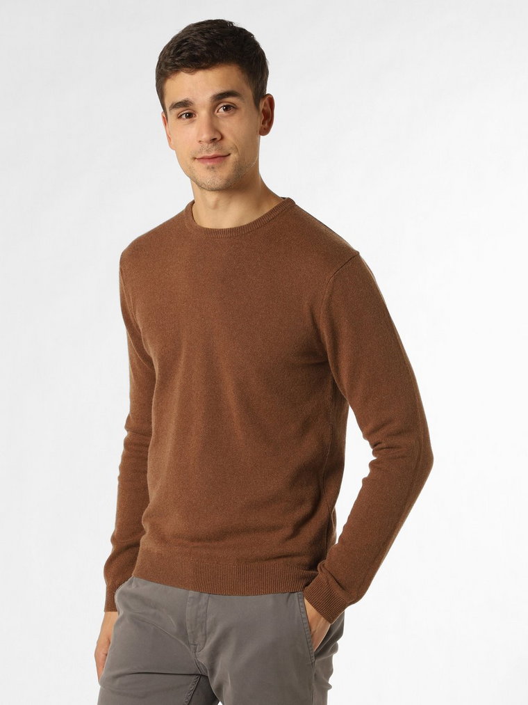 Finshley & Harding - Męski sweter z mieszanki kaszmiru i jedwabiu, brązowy