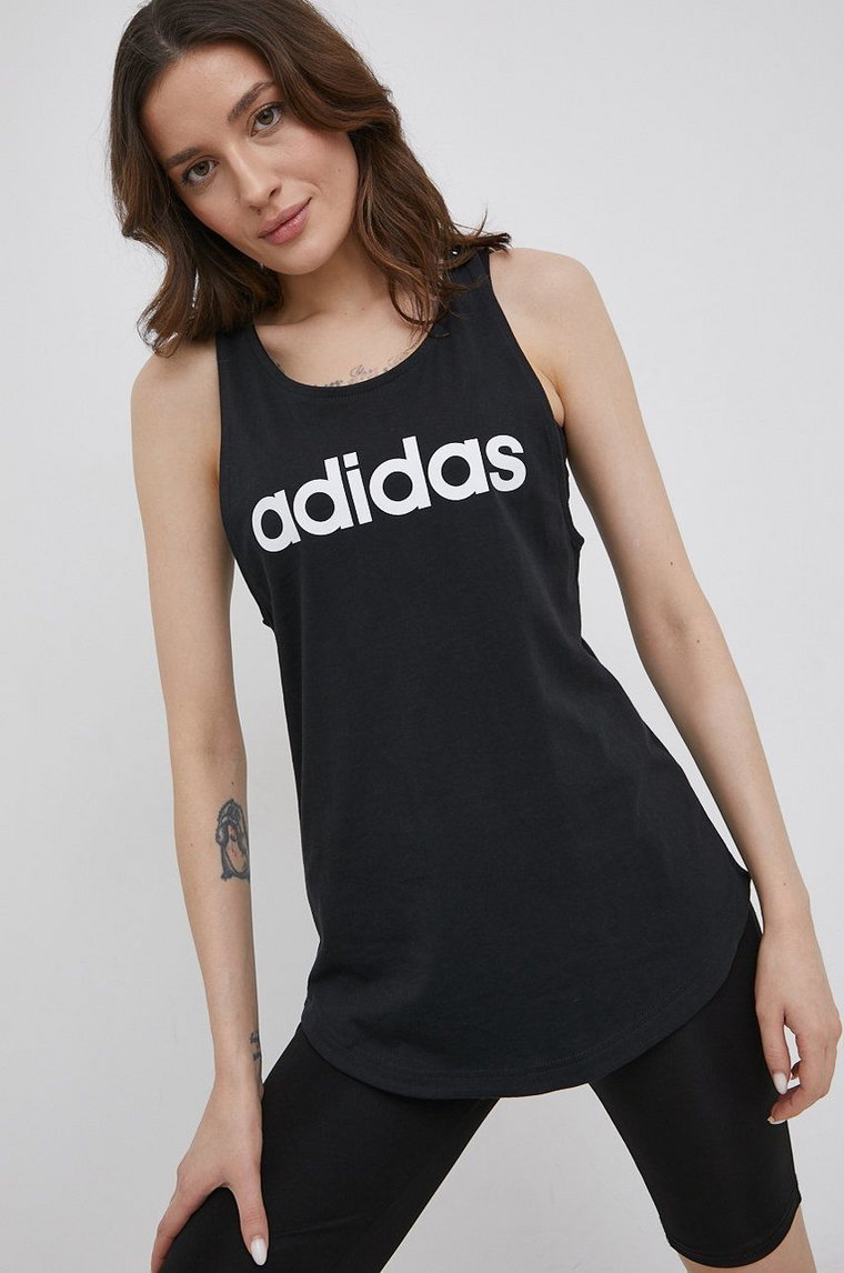 adidas Top bawełniany GL0566 kolor czarny GL0566