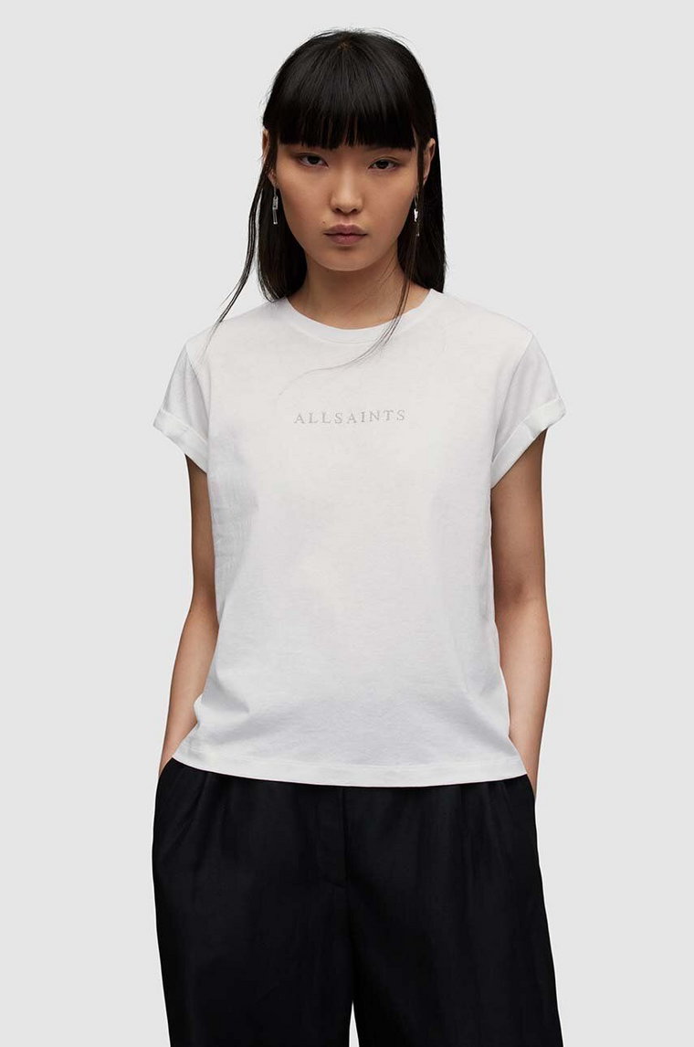 AllSaints t-shirt bawełniany Anna damski kolor biały