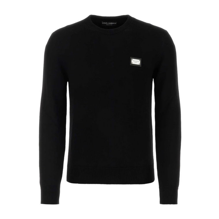 Czarny sweter z mieszanki wełny - Stylowy i wygodny Dolce & Gabbana