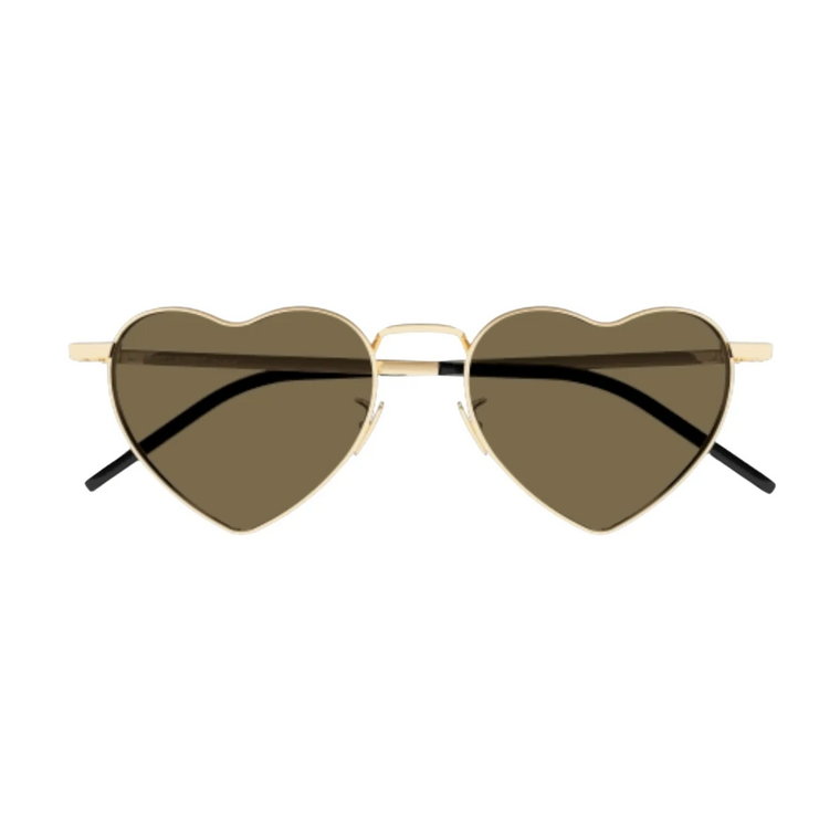 Złoto-brązowe geometryczne okulary przeciwsłoneczne Saint Laurent
