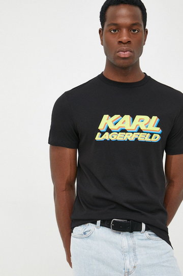 Karl Lagerfeld t-shirt bawełniany 523224.755080 kolor czarny z nadrukiem