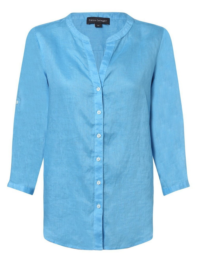 Franco Callegari - Damska bluzka lniana, niebieski