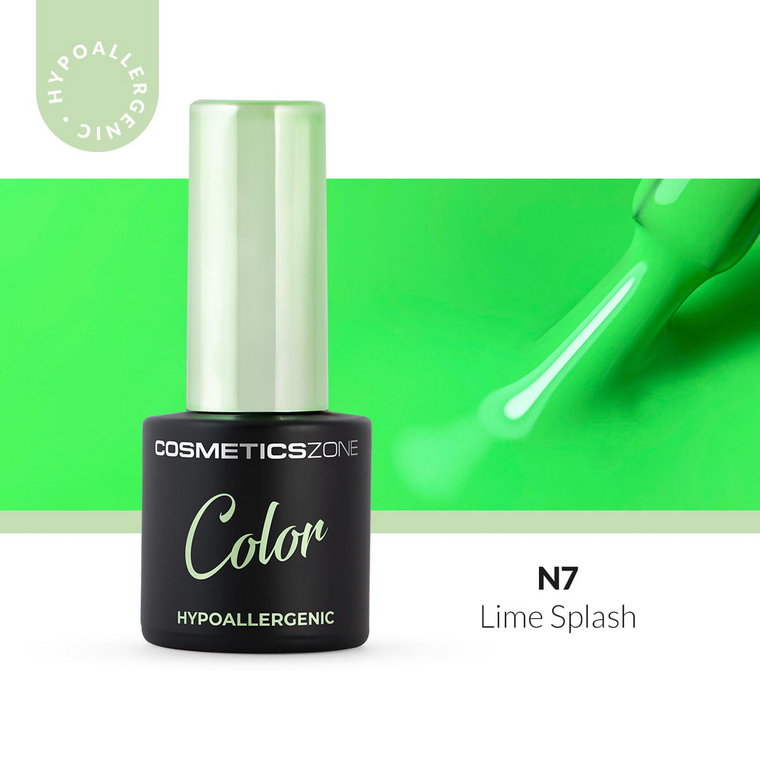 Lakier hybrydowy hipoalergiczny neonowy zielony 7ml - Lime Splash N7