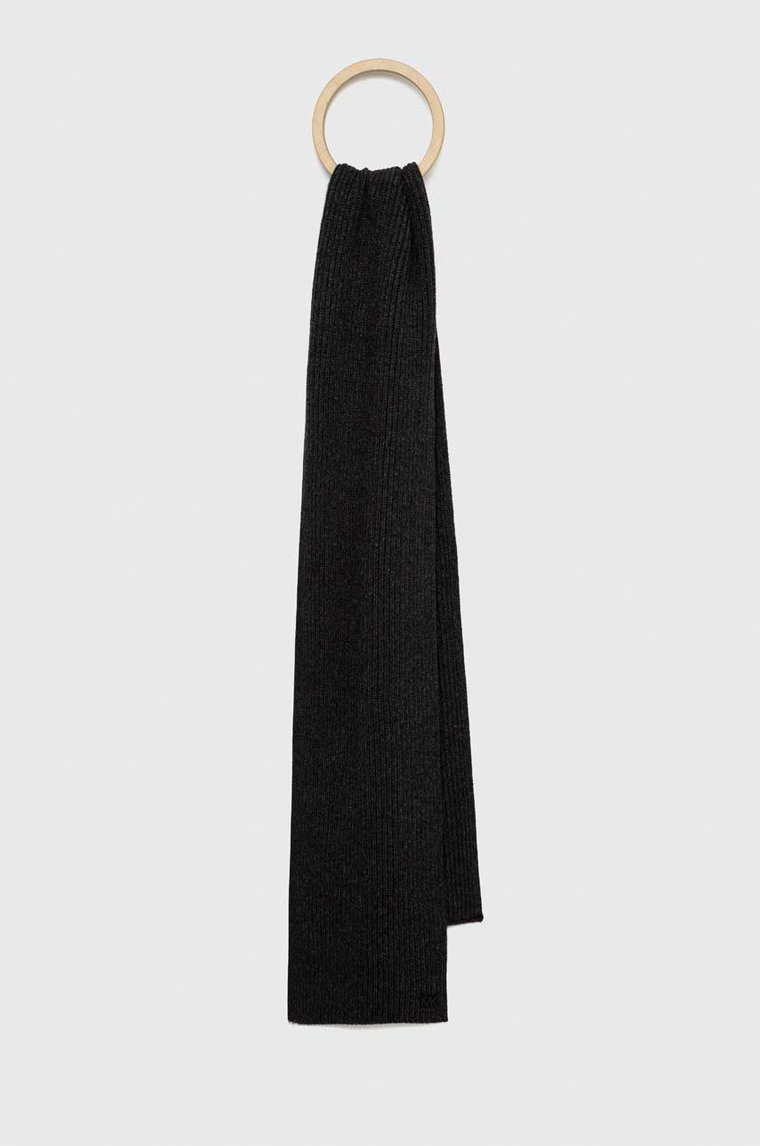 Michael Kors szalik z domieszką wełny kolor czarny gładki