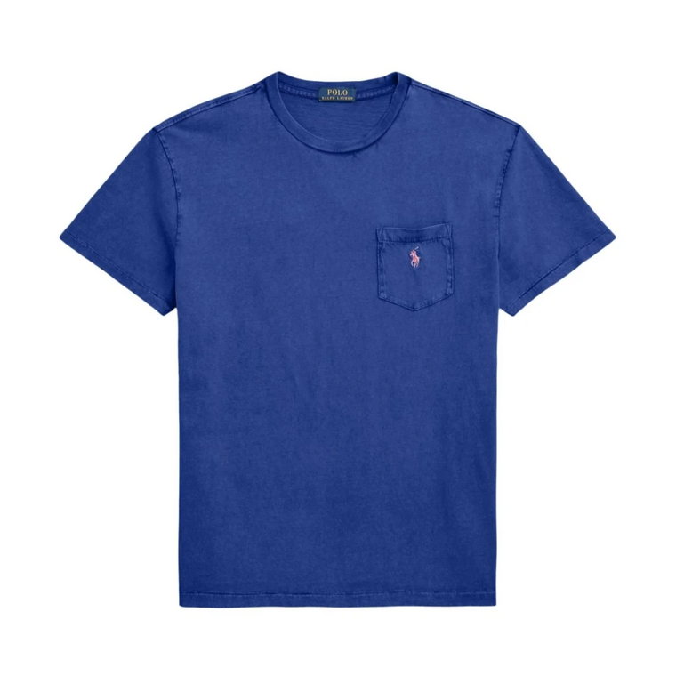 Niebieski T-shirt z krótkim rękawem dla mężczyzn Ralph Lauren