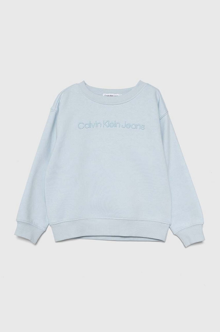 Calvin Klein Jeans bluza dziecięca kolor niebieski z aplikacją