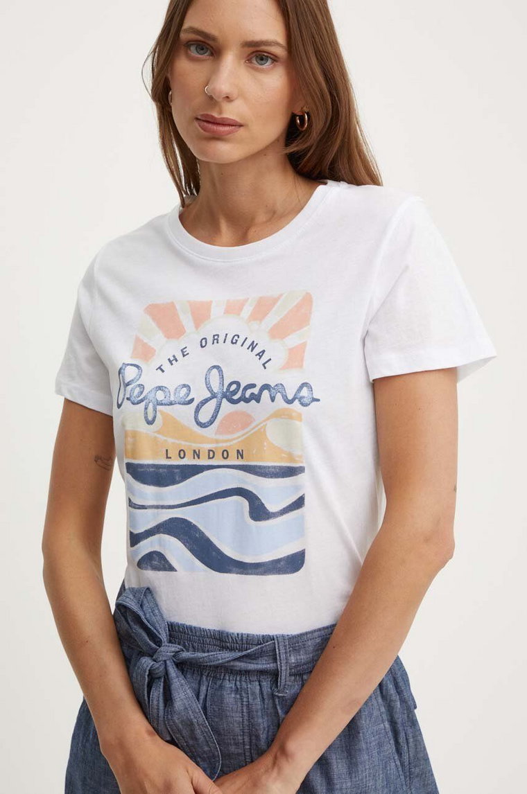 Pepe Jeans t-shirt bawełniany ESHA damski kolor biały PL505885