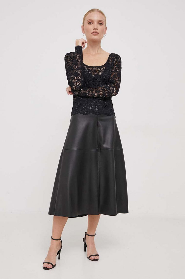 Sisley bluzka damska kolor czarny wzorzysta
