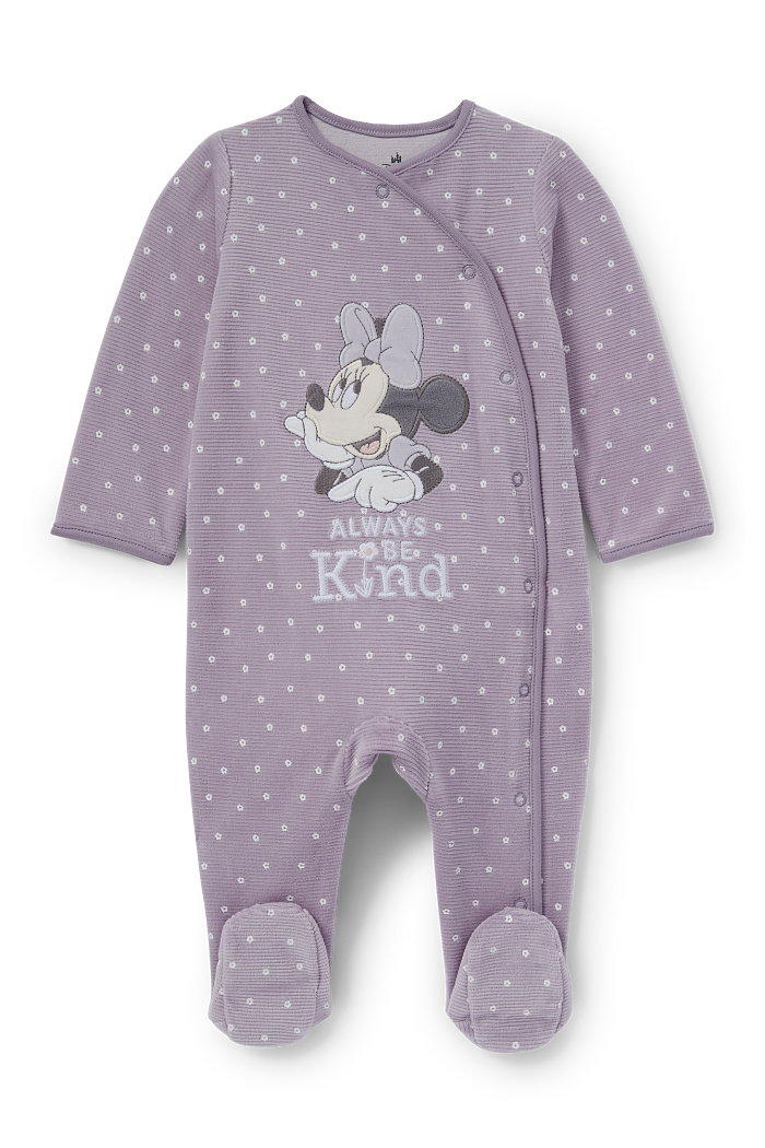 C&A Myszka Minnie-piżamka niemowlęca-w kwiatki, Purpurowy, Rozmiar: 92
