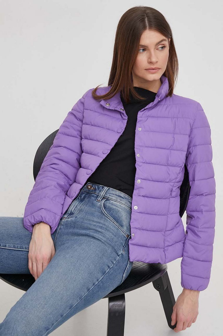 Sisley kurtka damska kolor fioletowy przejściowa