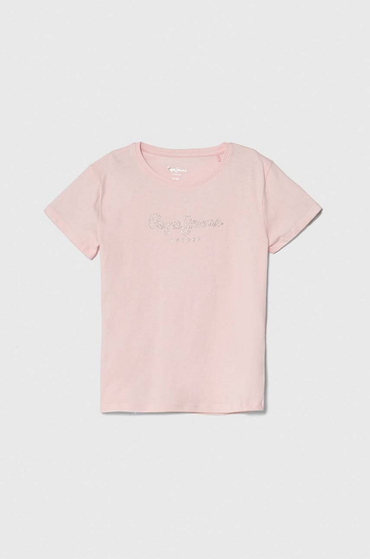 Pepe Jeans t-shirt bawełniany dziecięcy NINA kolor różowy