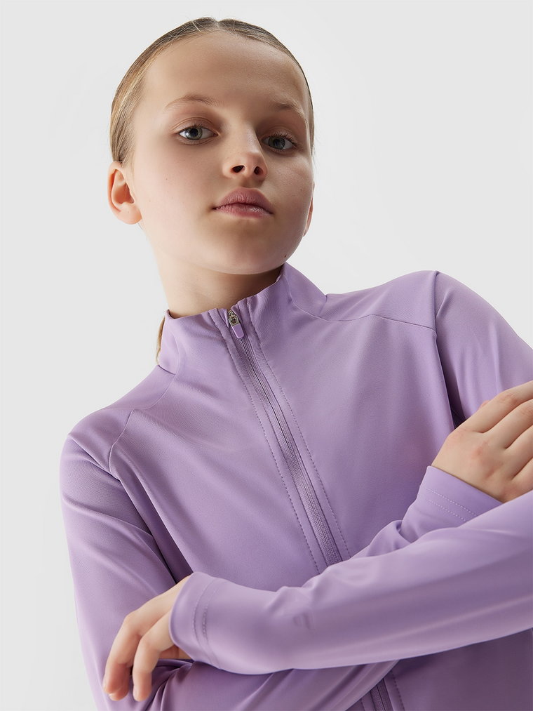 Bluza sportowa rozpinana bez kaptura dziewczęca - fioletowa
