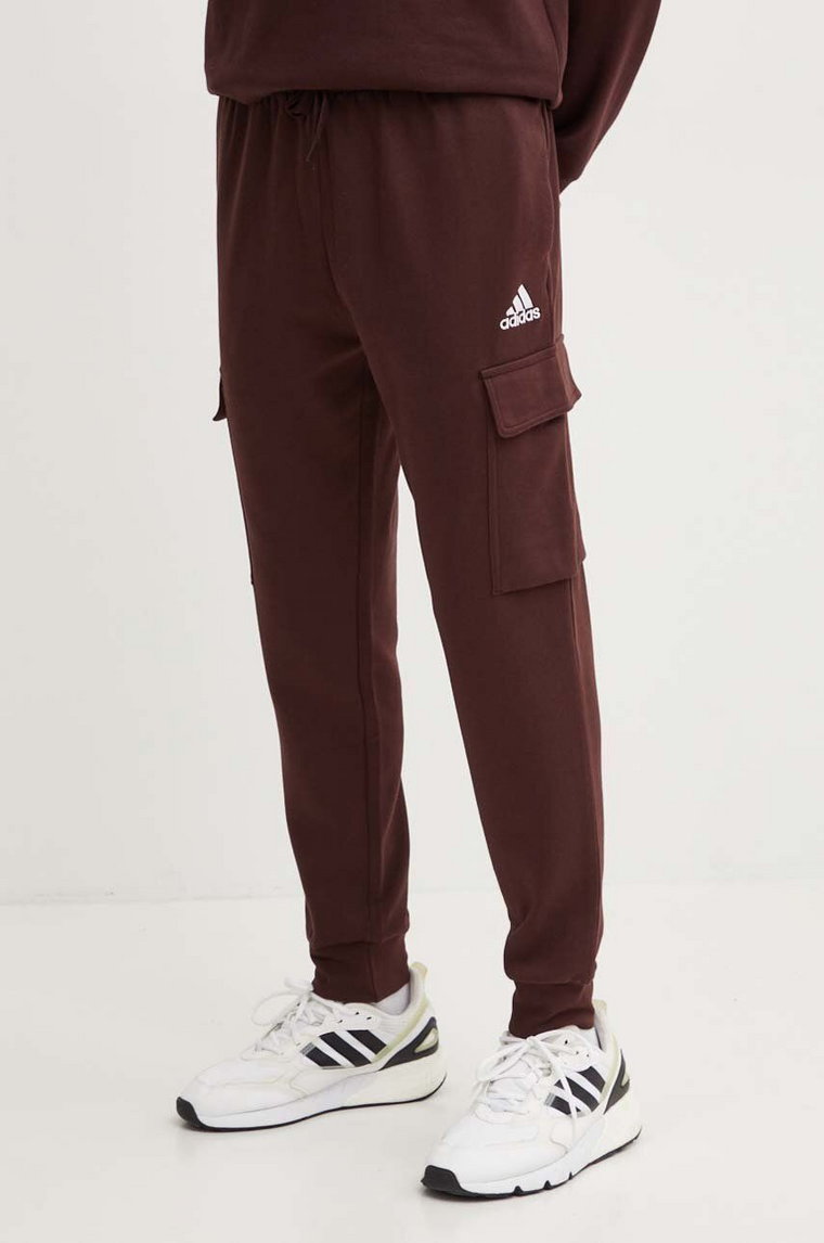 adidas spodnie dresowe kolor brązowy gładkie IY9092