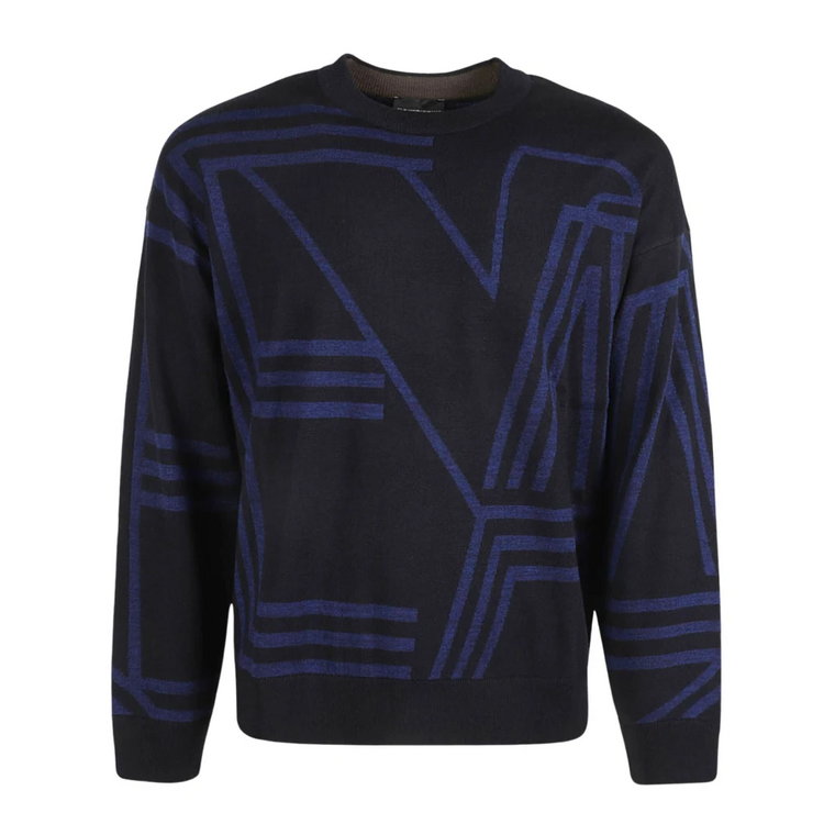 Sweter męski z logo Jacquard Emporio Armani