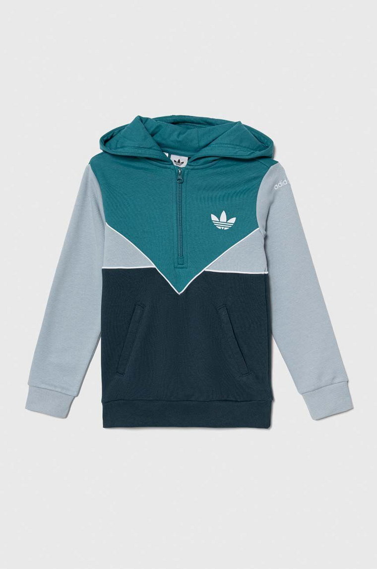 adidas Originals bluza dziecięca kolor zielony z kapturem wzorzysta