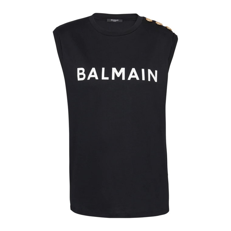 Eko-odpowiedzialna koszulka z bawełny z nadrukiem logo Balmain