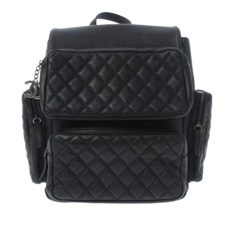 Czarny Pikowany Plecak z Kanwy Chanel Vintage