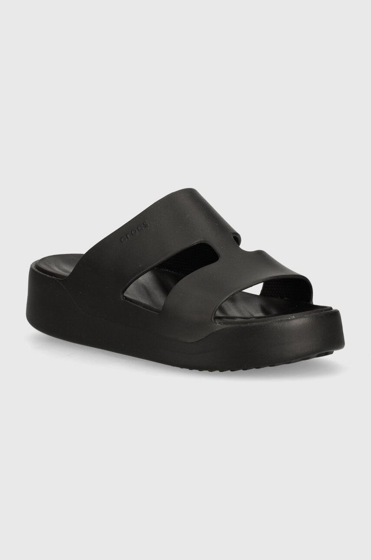 Crocs klapki Gataway Platform H - Strap damskie kolor czarny na platformie 209409