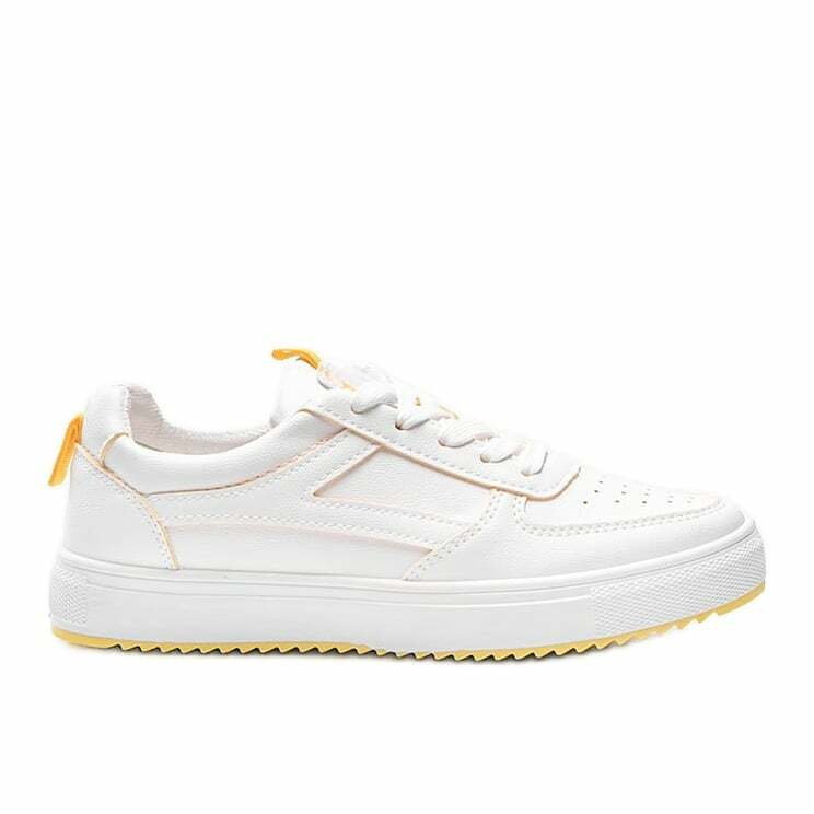Biało żółte sneakersy sportowe Maggie białe
