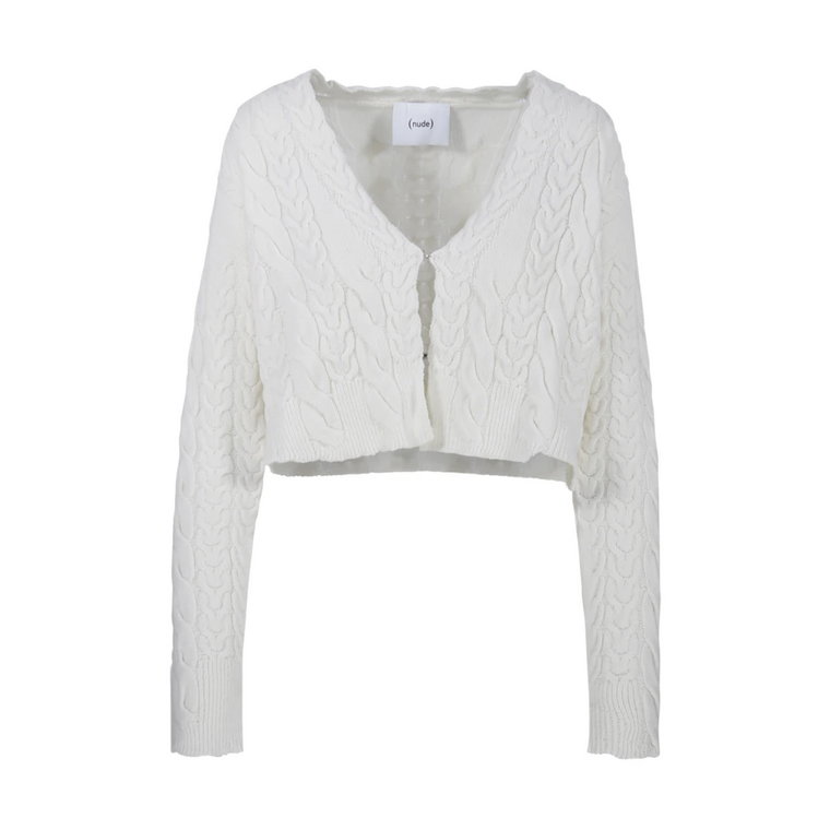 Off White Mini Cable Cardigan Nude